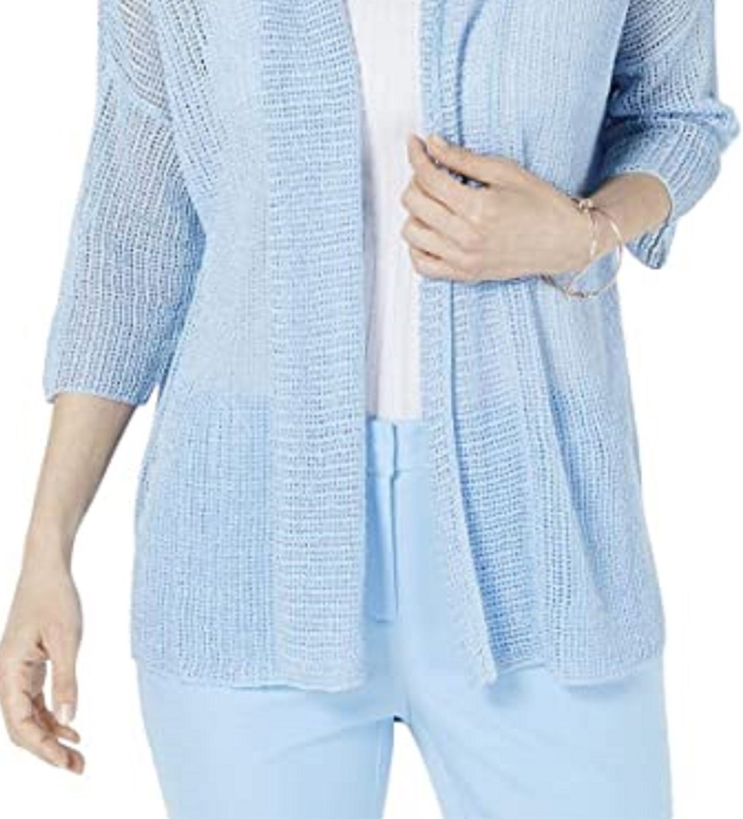 Alfani Women's Open-Stitch Kimono Cardigan Blue Size X-Large