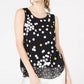 Alfani Women's Layered-Look Printed Top Black Size Extra Small