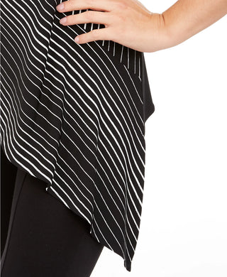 Alfani Women's Printed Asymmetrical-Hem Top Black Size Small