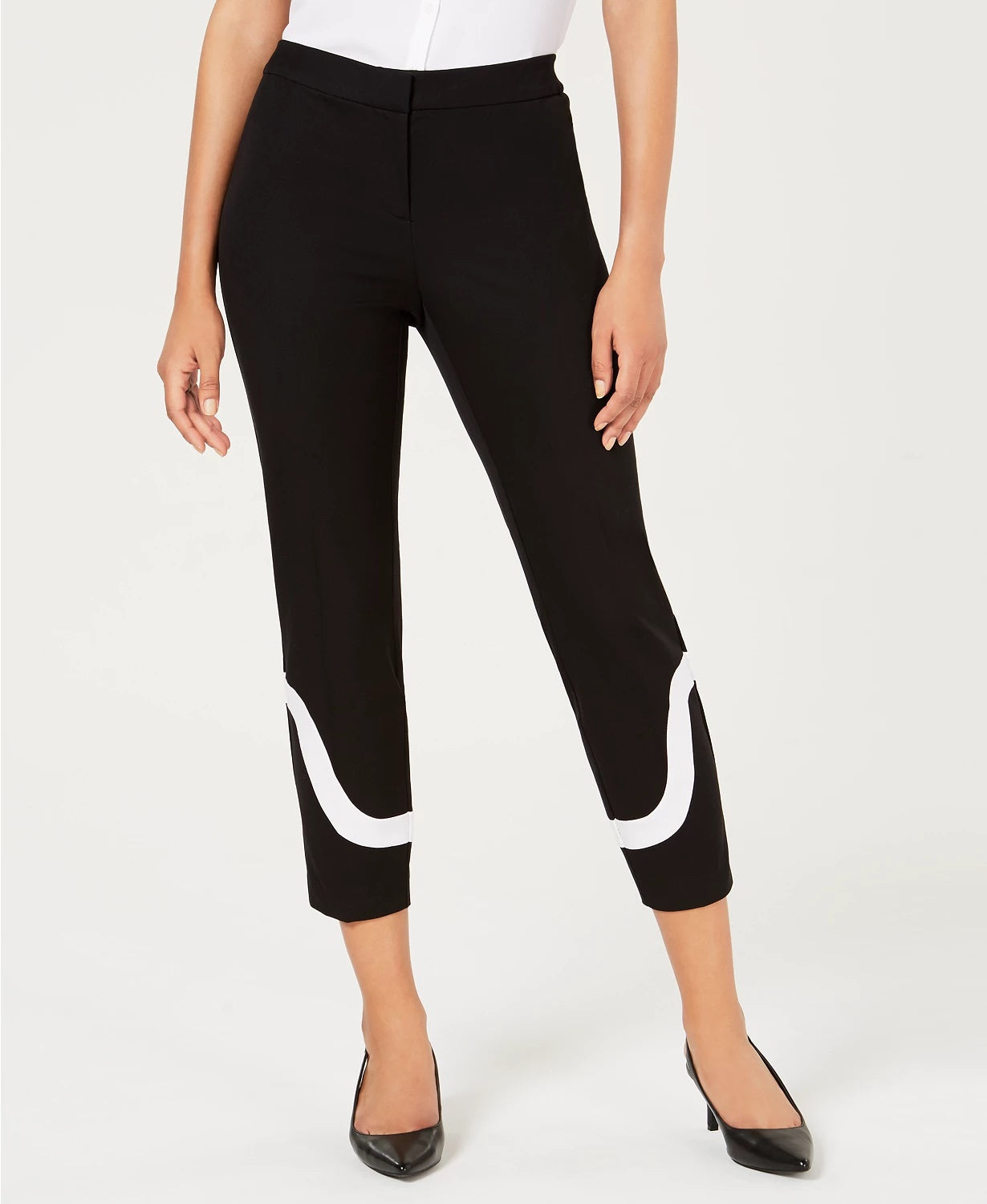 Alfani Women's Petite Colorblocked Ankle Pants Black Size 4 P