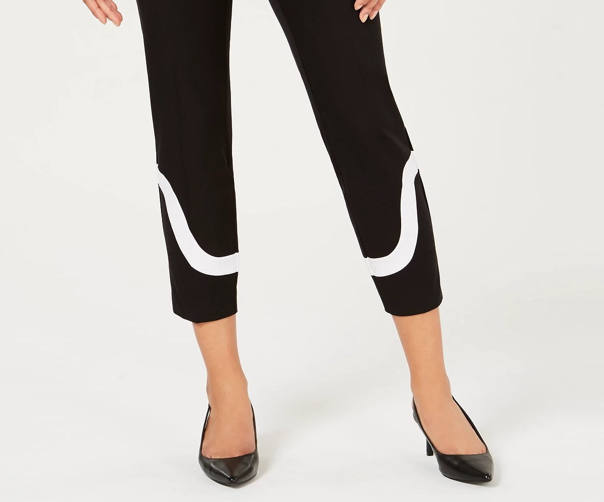 Alfani Women's Petite Colorblocked Ankle Pants Black Size 4 P