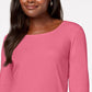 Karen Scott Women's Cotton Scoop-Neck Top Dark Pink Size Small