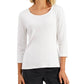 Karen Scott Women's Cotton Scoop Neck Top White Size XX-Large