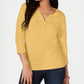 Karen Scott Women's Cotton Henley Top Yellow Size Medium