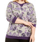 Karen Scott Women's Plus Size Printed Fleece Crewneck Top Purple1X