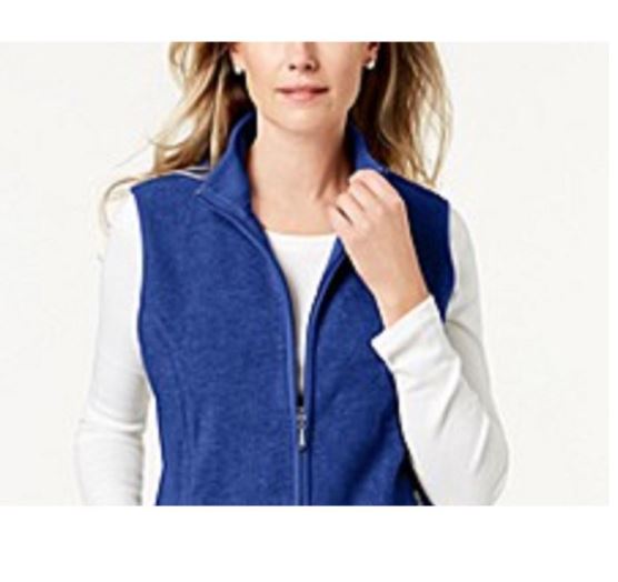 Karen Scott Women's Sport Zip Up Zeroproof Fleece Vest Blue Size X-Large