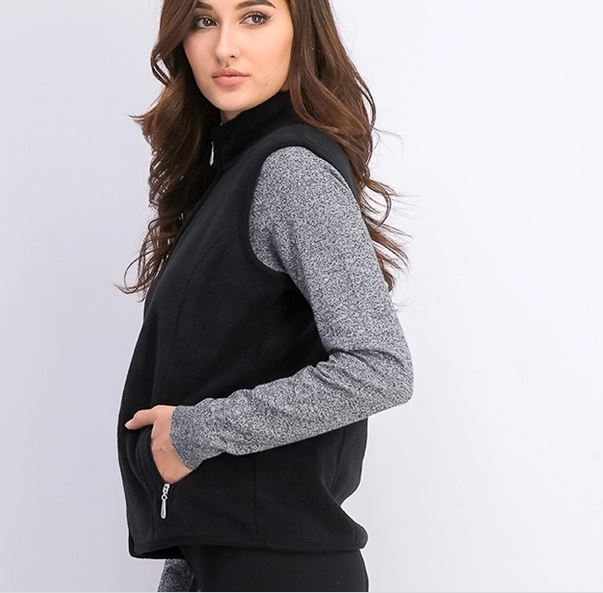 Karen Scott Women's Fleece Zip Front Vest Black Size Petite Small