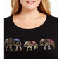 Karen Scott Women's Cotton Elephant Print Top Black Size 1X