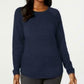 Karen Scott Women's Ribbed Cotton Pullover Sweater Navy Size Extra Small