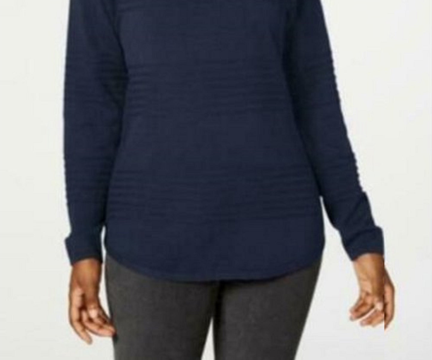 Karen Scott Women's Ribbed Cotton Pullover Sweater Navy Size Extra Small