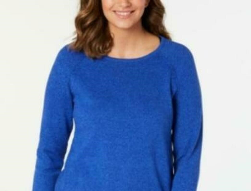 Karen Scott Women's Curved-Hem Sweater Blue Size X-Small