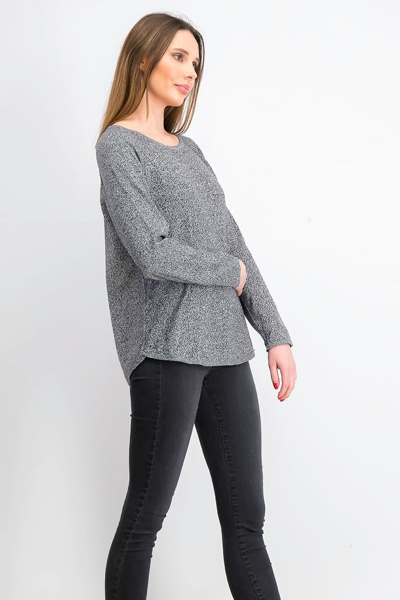 Karen Scott Women's Curved-Hem Sweater Med Gray Size XX Large