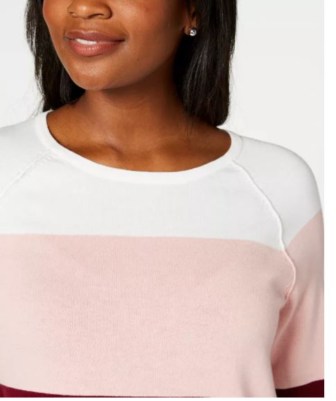 Karen Scott Women's Colorblocked Pullover Sweater Red Size Small