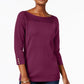 Karen Scott Women's Cotton Boat Neck Top Purple Size X-Small