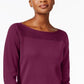 Karen Scott Women's Cotton Boat Neck Top Purple Size X-Small