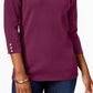 Karen Scott Women's Cotton Boat Neck Top Purple Size X-Small