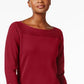 Karen Scott Women's Petite Cotton Button-Trim Sweater Medium Red Size Petite