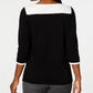 Karen Scott Women's Cotton Colorblocked Sweater Black Size Medium