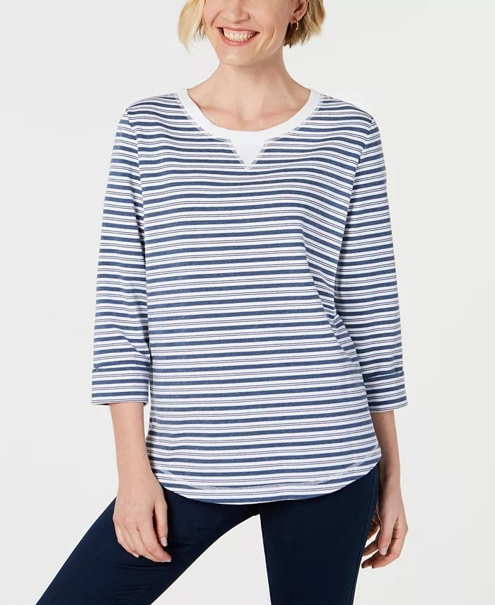 Karen Scott Women's Sport Zoe Sweatshirt Blue Size Large