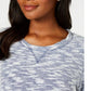 Karen Scott Women's Space Dye 3/4 Sleeve Top Grey Size Petite Medium