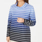 Karen Scott Women's Petite Ombre Striped Top Navy Size Medium