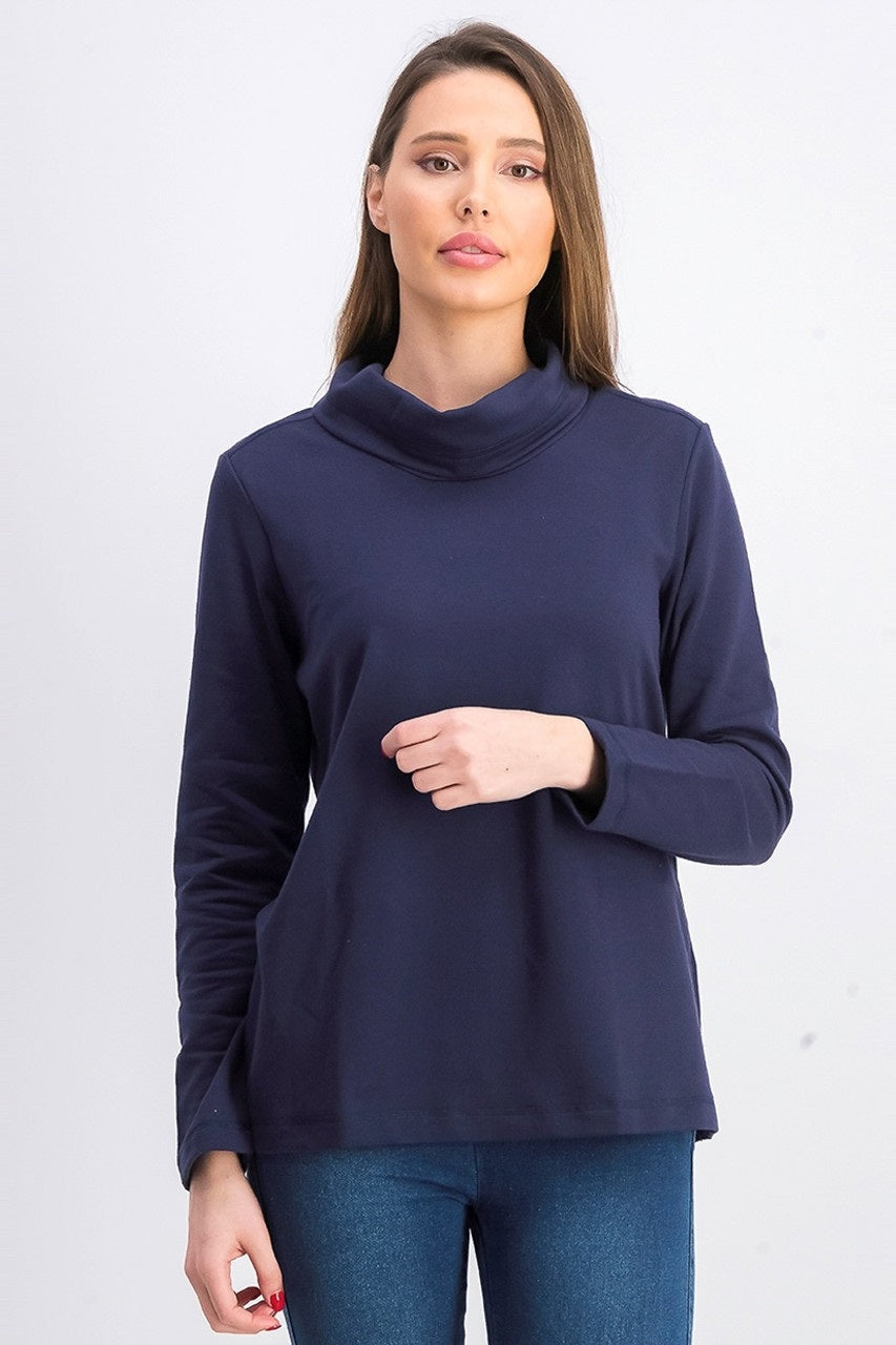 Karen Scott Women's Sport Cowl Neck Top Navy Size Medium