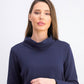 Karen Scott Women's Sport Cowl Neck Top Navy Size Medium