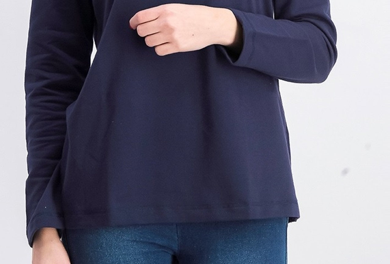 Karen Scott Women's Sport Cowl Neck Top Navy Size Medium