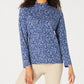 Karen Scott Women's Printed Mock-Neck Top  Navy Size Large