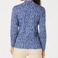Karen Scott Women's Printed Mock-Neck Top  Navy Size Large