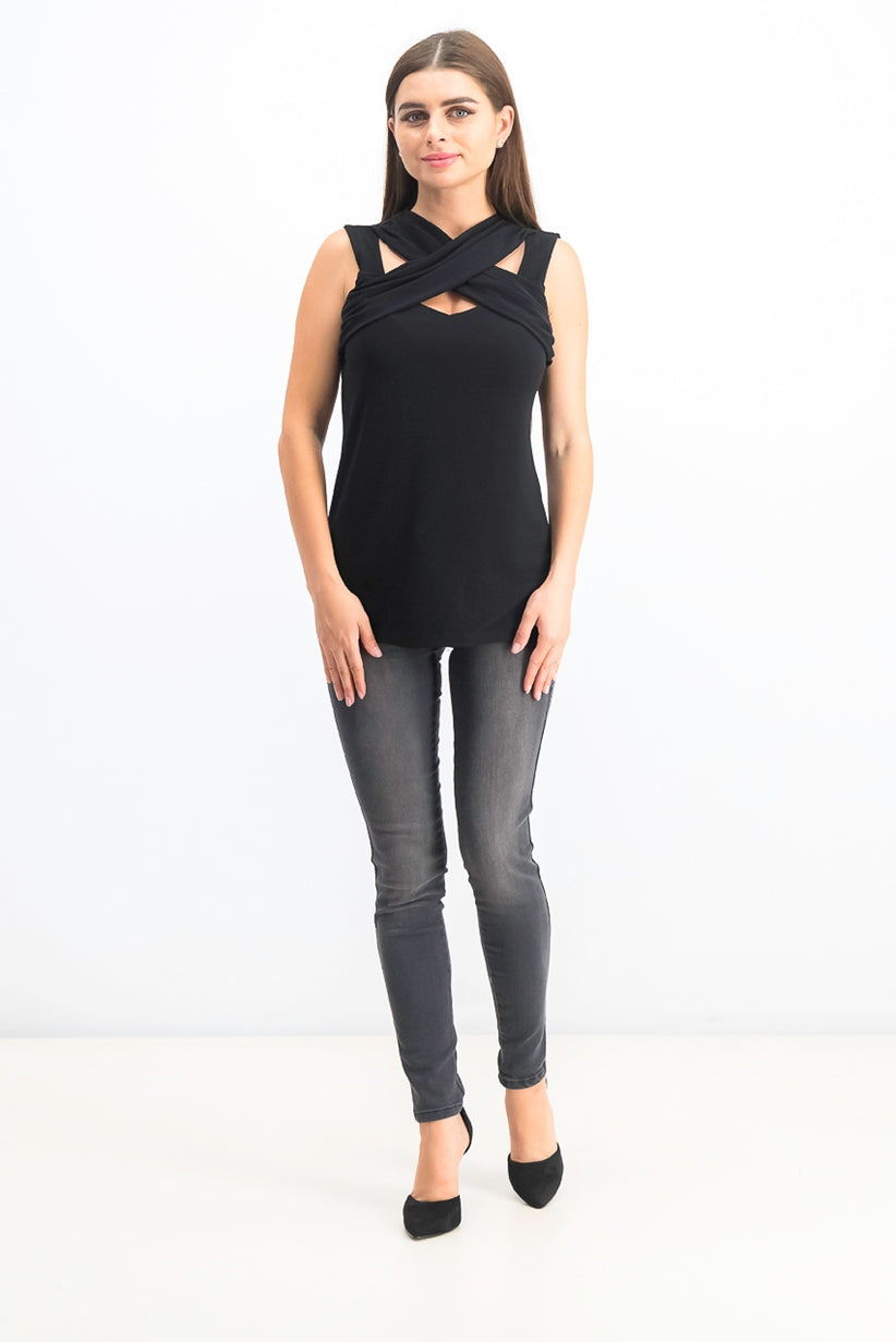 INC International Concepts Women's Crisscross Cutout Top Black Size X-Large