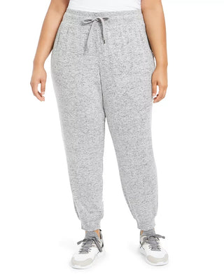 Ideology Women's Plus Knit Jogger Pants Grey Size 1X