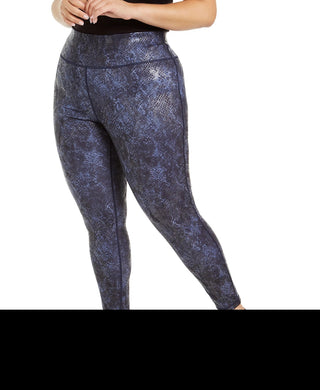 Ideology Women's Plus Size Python-Print Leggings Navy Size 1X