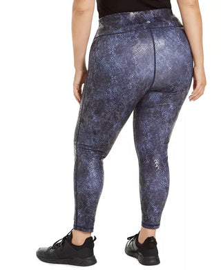 Ideology Women's Plus Size Python-Print Leggings Navy Size 1X