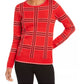 Charter Club Women's Printed Crewneck Sweater Red Size Large