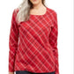Karen Scott Women's Holly Plaid Embellished Top Red Size Large