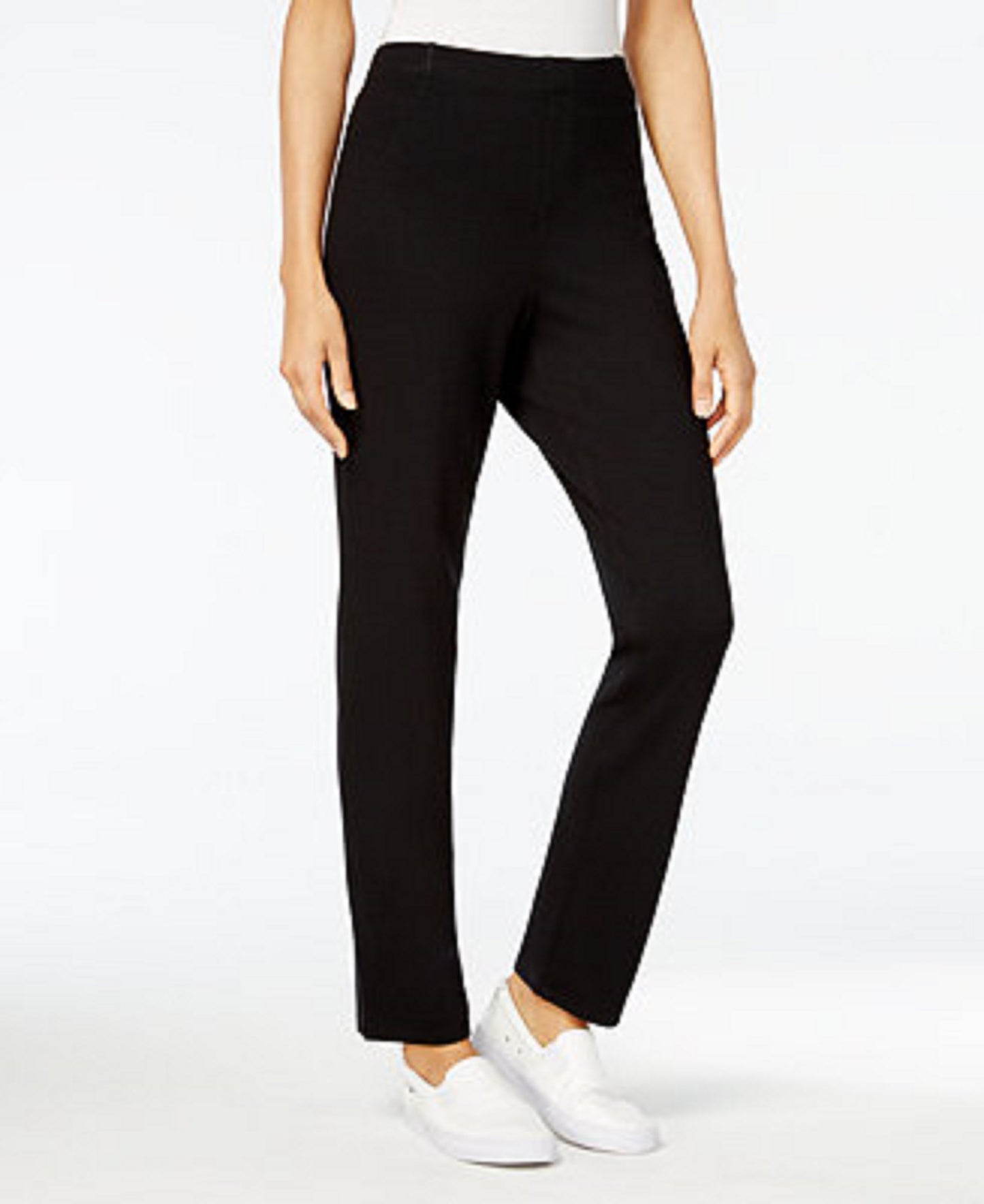 Karen Scott Women's Petite Velour Pull-On Pants Black Size Petite