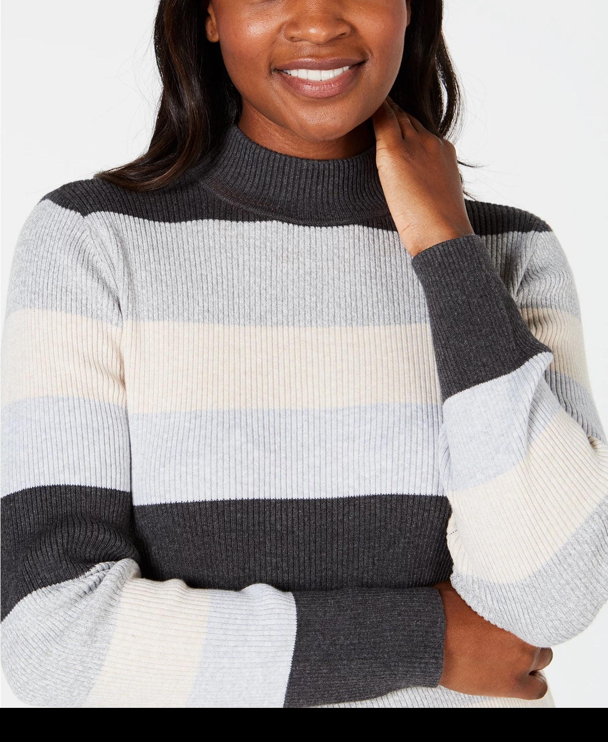 Karen Scott Women's Ribbed Mock-Neck Cotton Sweater Bright Blue Size Large