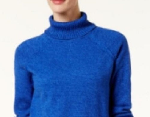 Karen Scott Women's Marled Cotton Turtleneck Sweater Blue Size Small