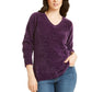 Karen Scott Women's Cotton V Neck Sweater Purple Size Small