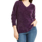 Karen Scott Women's Cotton V Neck Sweater Purple Size Small