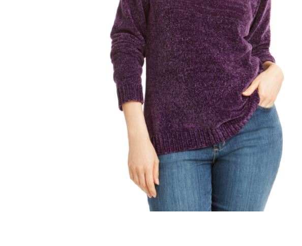 Karen Scott Women's Cotton V Neck Sweater Purple Size Small