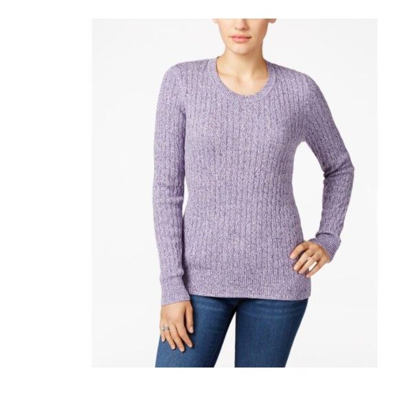 Karen Scott Women's Cotton Marled Knit Sweater Purple Size X-Small