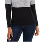 Karen Scott Women's Colorblocked Cotton Turtleneck Sweater Charcoal Size Extra Large