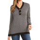 Karen Scott Women's Contrast-Trim Textured Cotton Sweater Black Size Small