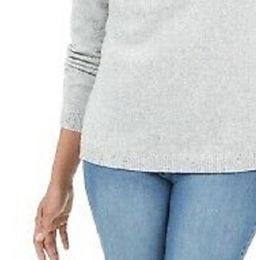 Karen Scott Women's Cotton Marled Henley Sweater Natural Size Small