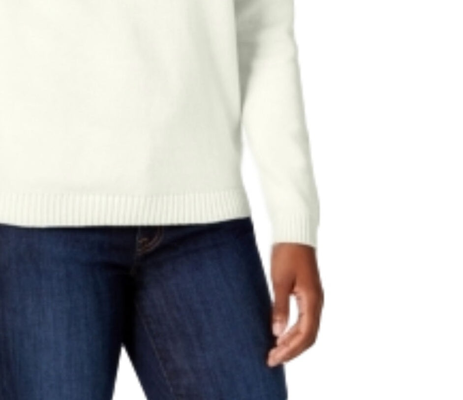 Karen Scott Women's Hardware-Trim Cotton Henley Sweater Natural Size Petite Small