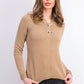 Karen Scott Women's Cotton Toggle Henley Sweater Brown Size Petite Small