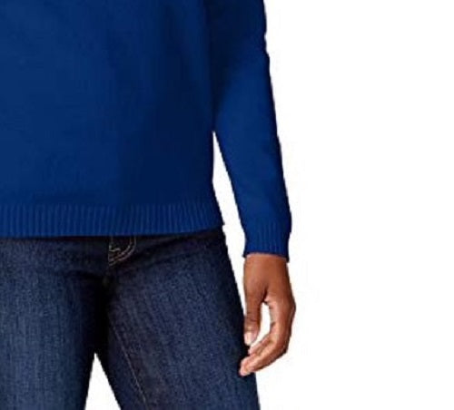 Karen Scott Women's Cotton Toggle Henley Sweater Bright Blue Size Petite Small