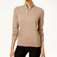 Karen Scott Women's Marled-Knit Quarter-Zip Sweater Brown Size Medium